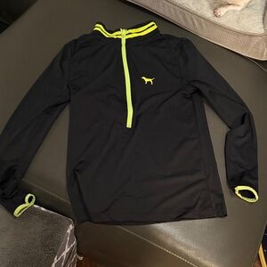 PINK Victoria's Secret Black Long Sleeve Top with Neon Accents